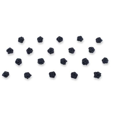 Satinrosen 10mm zum Basteln & Aufnähen 20 Stück Schwarz