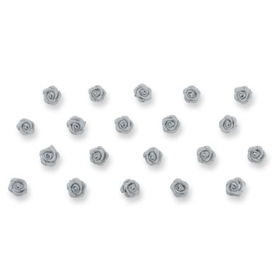 Satinrosen 10mm zum Basteln & Aufnähen 20 Stück Silber / Grau