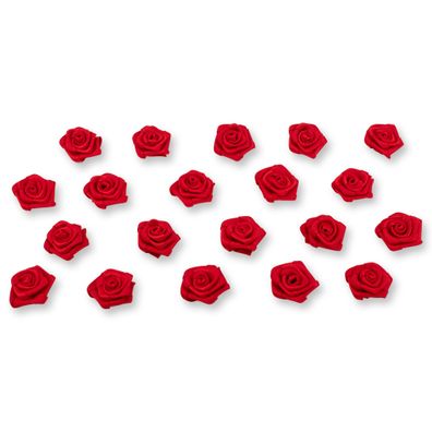 Satinrosen 2cm zum Basteln & Aufnähen 20 Stück Rot
