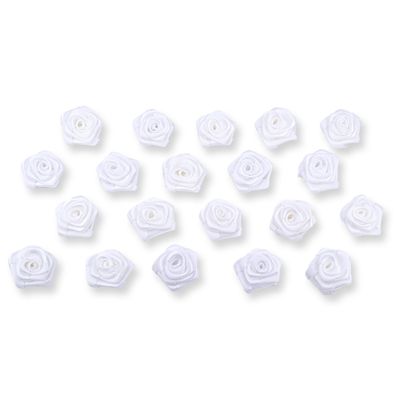 Satinrosen 2cm zum Basteln & Aufnähen 20 Stück Weiß