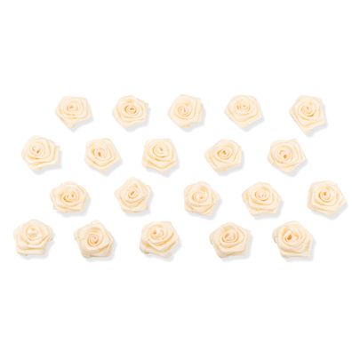 Satinrosen 2cm zum Basteln & Aufnähen 20 Stück Champagner