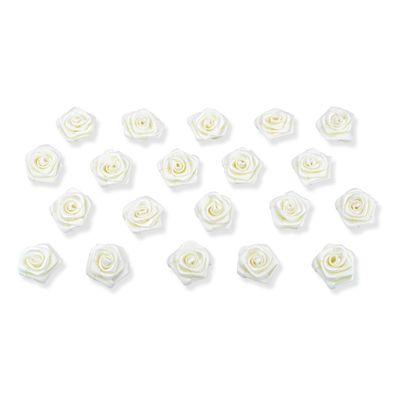 Satinrosen 2cm zum Basteln & Aufnähen 20 Stück Creme