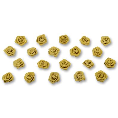 Satinrosen 2cm zum Basteln & Aufnähen 20 Stück Gold