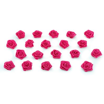 Satinrosen 2cm zum Basteln & Aufnähen 20 Stück Fuchsia