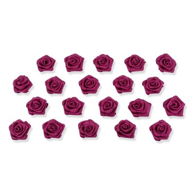 Satinrosen 2cm zum Basteln & Aufnähen 20 Stück Weinrot / Bordeaux