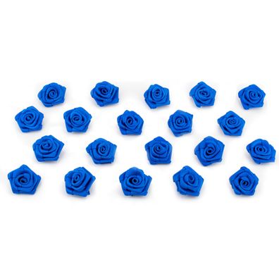 Satinrosen 2cm zum Basteln & Aufnähen 20 Stück Blau