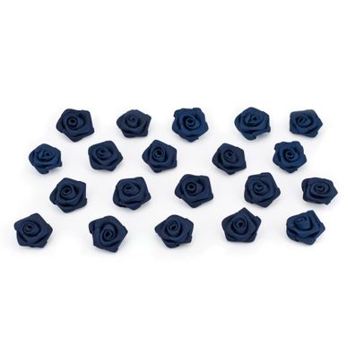 Satinrosen 2cm zum Basteln & Aufnähen 20 Stück Dunkelblau
