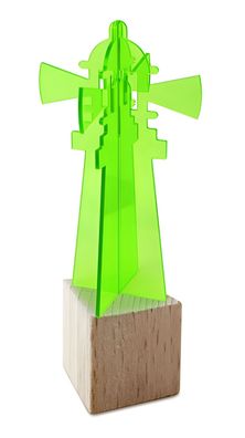 Elliot Lichtzauber Leuchtturm 3D 10cm grün Holzsockel 3x3cm