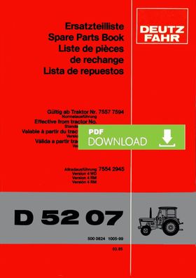 Ersatzteilliste für den Deutz Fahr Traktor D 5207 Deutsch
