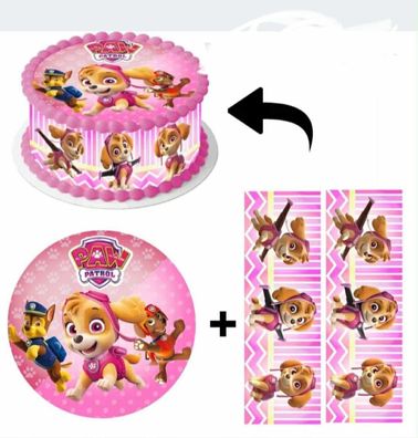 Paw Patrol Essbar Ryder Zuckermasse Tortenbild Tortenaufleger + 4 Muffin p47