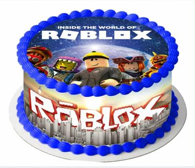 Roblox Online-Spiel Essbar Zuckermasse Tortenbild Tortenaufleger + 4 Muffin r01