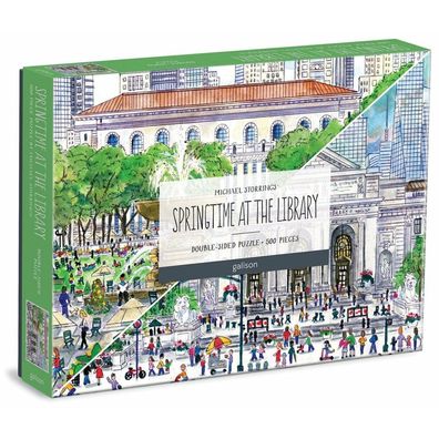 Galison Doppelseitiges Puzzle Frühling in der Bibliothek 500 Teile