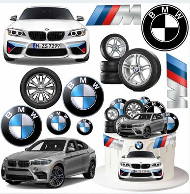 BMW Essbar Auto Car Tortenaufleger Torte Geburstag Zuckermasse + NAME
