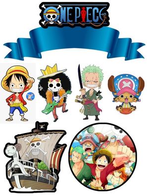 One Piece Essbar Piraten Tortenaufleger Torte Geburstag Zuckermasse + NAME