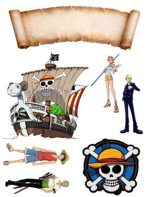 One Piece Essbar Piraten Tortenaufleger Torte Geburstag Zuckermasse + NAME o03