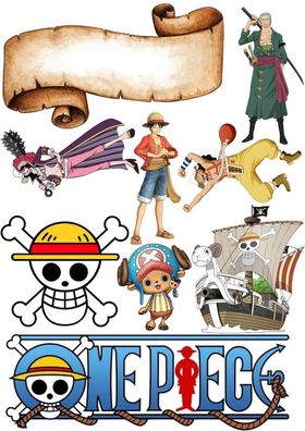 One Piece Essbar Piraten Tortenaufleger Torte Geburstag Zuckermasse + NAME o11