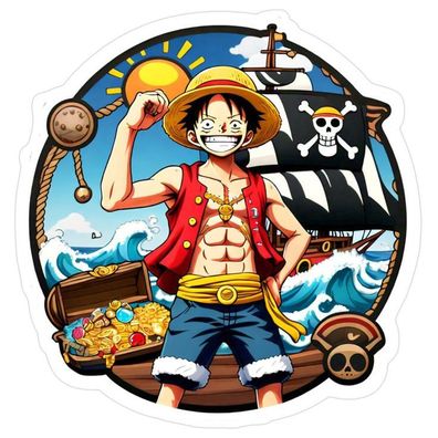 One Piece Essbar Piraten Zuckermasse Tortenbild Tortenaufleger + 4 Muffin o07