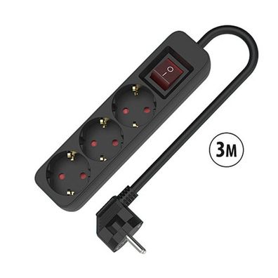 Steckdosenleiste mit 3 Steckdosen mit Schalter TM Electron 3680 W Schwarz (3 m)