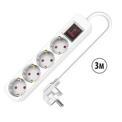 Steckdosenleiste mit 4 Steckdosen mit Schalter TM Electron 3680 W Weiß (3 m)