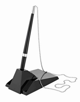 Alco Kugelschreiberständer Kunststoff mit Kette schwarz