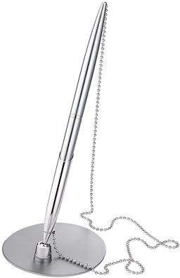 Alco Kugelschreiberständer Metall mit Kette silber