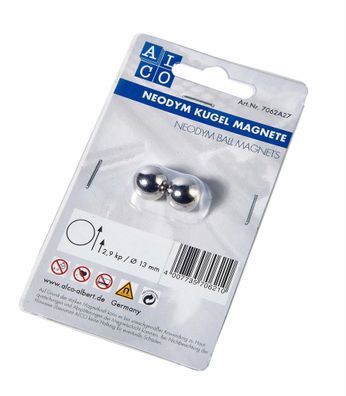 Alco Kugelmagnet Neodoym Ø 13mm silber 2 Stück