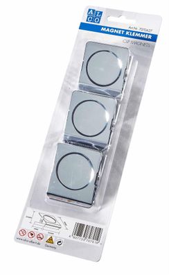 Alco Magnetklemmer 38x45mm silber 3 Stück