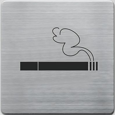 Alco Piktogramm Edelstahl Rauchen ja 90x90mm silber