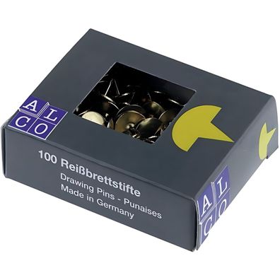 Reißnägel GARANT, vermessingt, Ø 9,5 mm, Dose à 100 Stück, 20er