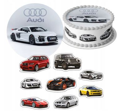 Audi Auto Essbar Car Zuckermasse Tortenbild Tortenaufleger + 4 Muffin