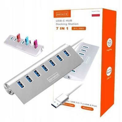 USB Aktiv HUB 7x USB 3.0 7-in-1 PORT Distributor Replikator PD Zenwire BYL-2003
