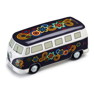 Original VW T1 Bulli Spardose Miniatur Hippie Bus Sparbüchse dunkelblau 7T1087709
