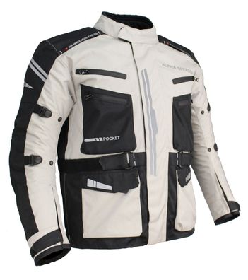 Herren Motorrad Textil Jacke Biker Polyester Scape Touring Jacke mit Protektoren Weiß