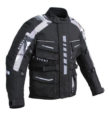 Motorradjacke Kinder Motorrad Textil Jacke Biker Jacke mit Protektoren Camo Grau