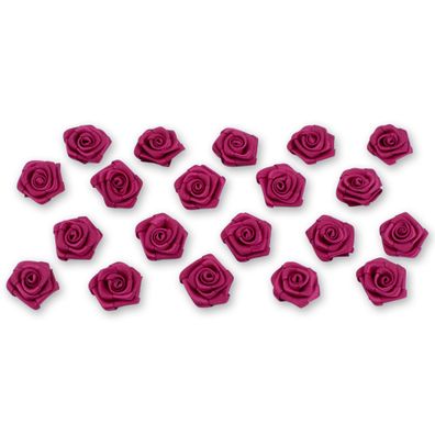 Satinrosen 2cm zum Basteln & Aufnähen 20 Stück Weinrot