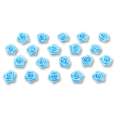 Satinrosen 2cm zum Basteln & Aufnähen 20 Stück Hellblau