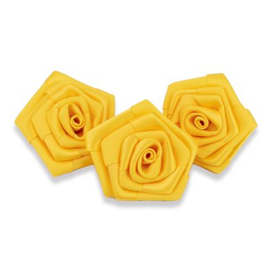 Satinrosen 6cm zum Basteln & Aufnähen 3 Stück Gelb
