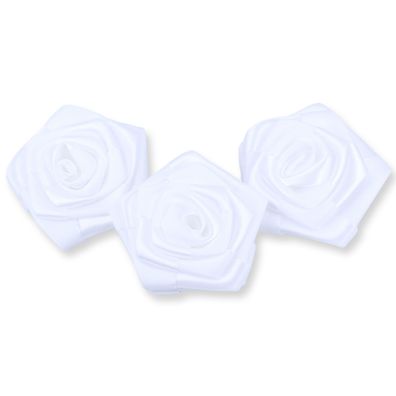 Satinrosen 6cm zum Basteln & Aufnähen 3 Stück Weiß