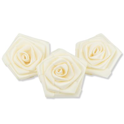 Satinrosen 6cm zum Basteln & Aufnähen 3 Stück Creme