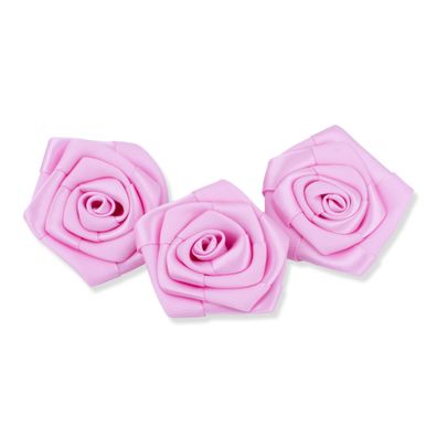 Satinrosen 6cm zum Basteln & Aufnähen 3 Stück Rosa