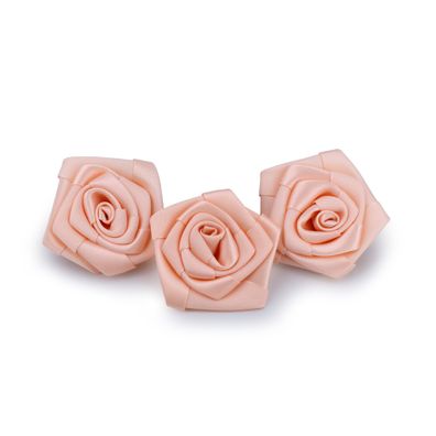 Satinrosen 6cm zum Basteln & Aufnähen 3 Stück Apricot