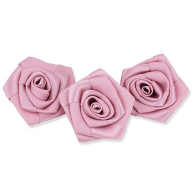 Satinrosen 6cm zum Basteln & Aufnähen 3 Stück Altrosa