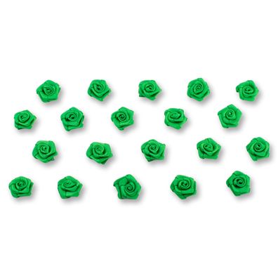 Satinrosen 15mm zum Basteln & Aufnähen 20 Stück Grün