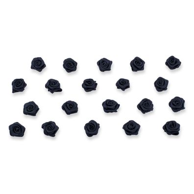 Satinrosen 15mm zum Basteln & Aufnähen 20 Stück Schwarz
