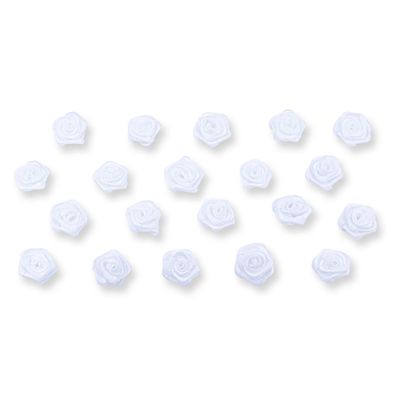 Satinrosen 15mm zum Basteln & Aufnähen 20 Stück Weiß