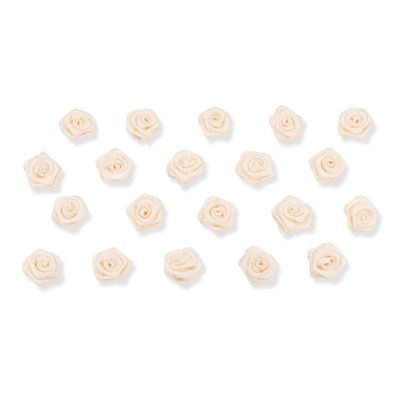 Satinrosen 15mm zum Basteln & Aufnähen 20 Stück Champagner