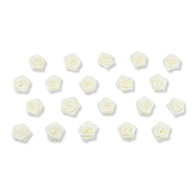 Satinrosen 15mm zum Basteln & Aufnähen 20 Stück Creme