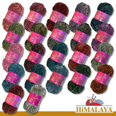 Himalaya 5 x 100 g Velvet Tweed Chenillegarn Wolle Garn Häkeln Stricken 22 Farben