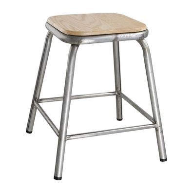 Bolero Cantina Niedrige Hocker Aus Stahl Mit Holzsitz (4 Stück)
