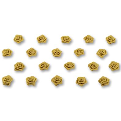 Satinrosen 15mm zum Basteln & Aufnähen 20 Stück Gold